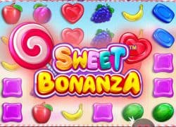 Casino Sweet Bonanza game with colorful candies and fruits.